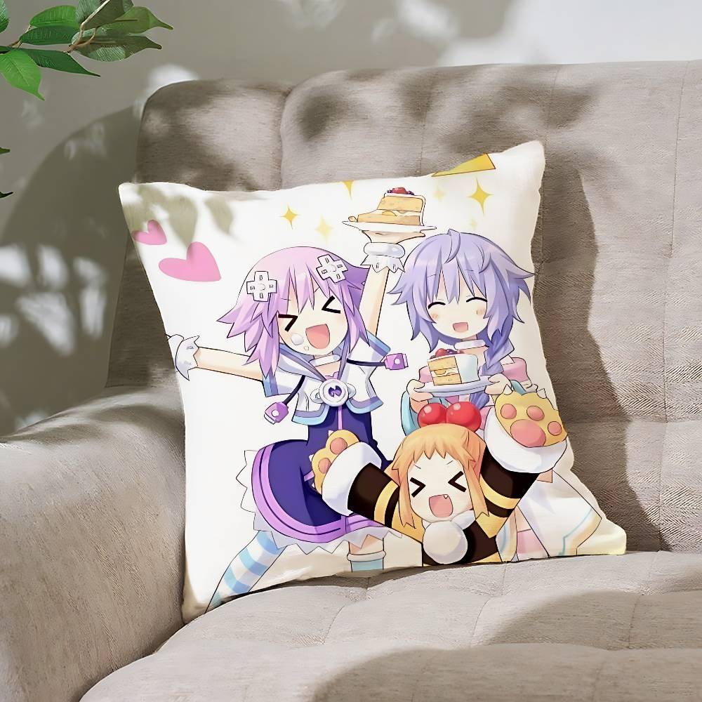 Hyperdimension N-Neptunia Pillow Case Cushion Cover Soft Cute Throw Pillow Case For Car Sofa Pillowcase Polyester With Zipper