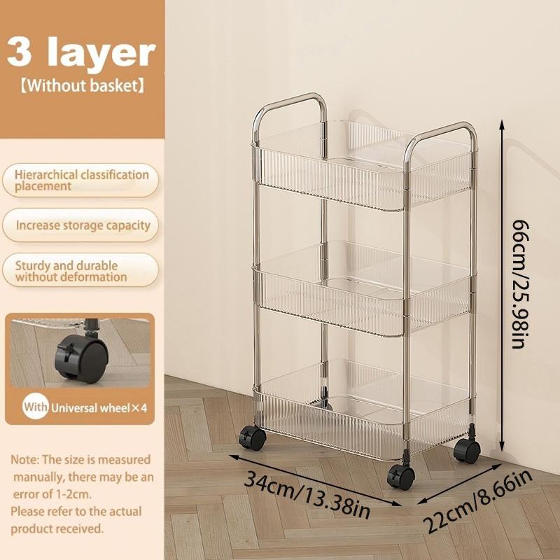 Transparenter Rollwagen Organizer Ständer Badezimmer Organizer Ständer Umzugs-Organizer Regal mit Rad