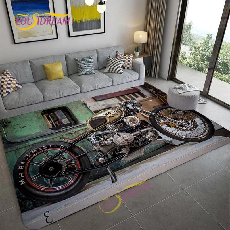 Tappeto retrò da moto, tappetino antiscivolo per grandi porte, zerbino da bagno per soggiorno, camera da letto, ingresso, decorazione per la casa