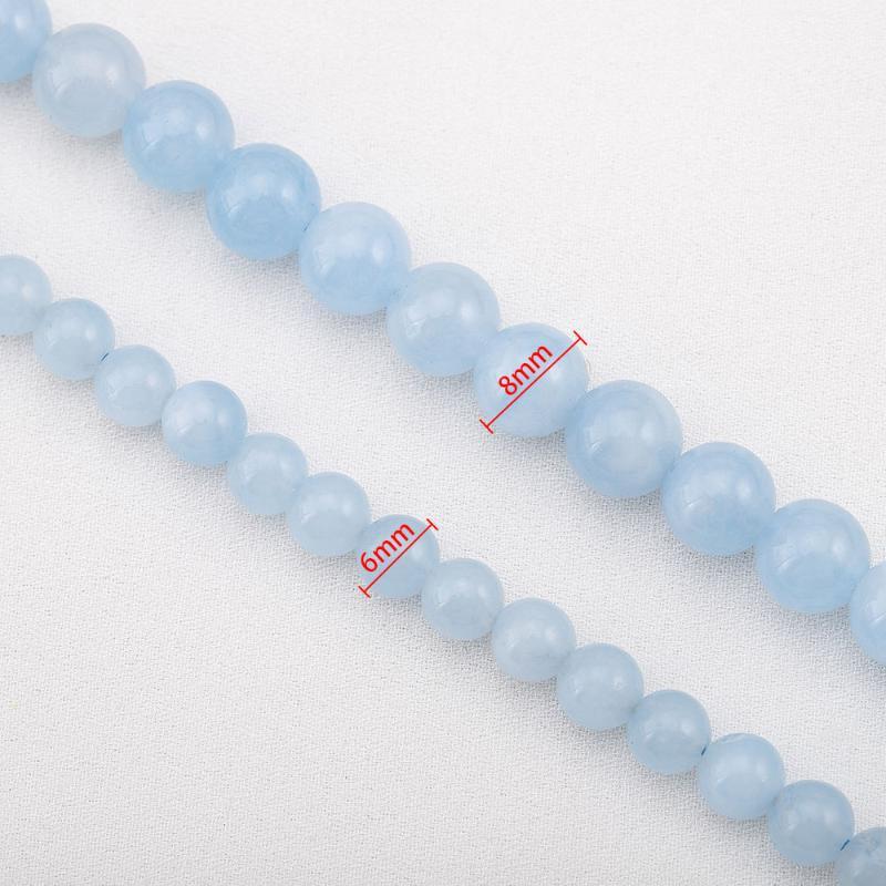 Aquamarine Round Blue Gemstone Beads High Luster Natural Stone for DIY Jewelry Making Necklace Bracelet Handcraft Gifts