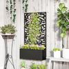 Metal Garden Bed with Trellis, Wall Mounted or Freestanding Raised Planter with Privacy Panel, Black