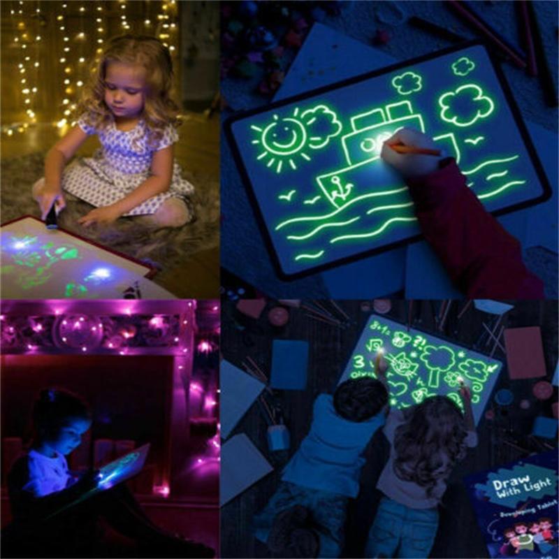 Hot Small Size Luminous Magic Drawing Board Light In Dark Children Kids Paint Toy Diy Educaitonal Boy Girl Educational Toys