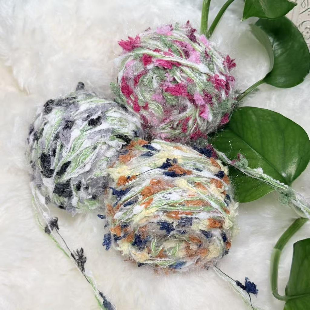 50g Variegated Fancy Yarn Mixed Color Nylon Polyester Blend Soft Novelty Textured Bubble Yarn for Knitting DIY Scarves Hats Craf