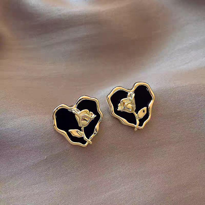 Vintage Rhinestone Geometric Stud Earrings - Retro Court Style, Niche Design, Light Luxury, High-End