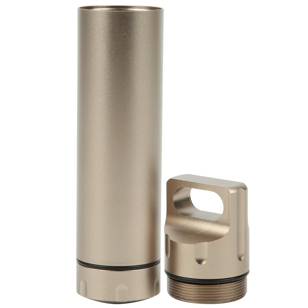 Aluminum Alloy Waterproof Drug Case Outdoor Survival Storage Container Dry Bottle LSand Color