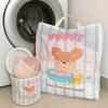4Pcs/Set Cartoon Bear Laundry Bag Zippered Puppy Printed Laundry Bag  Laundry Care
