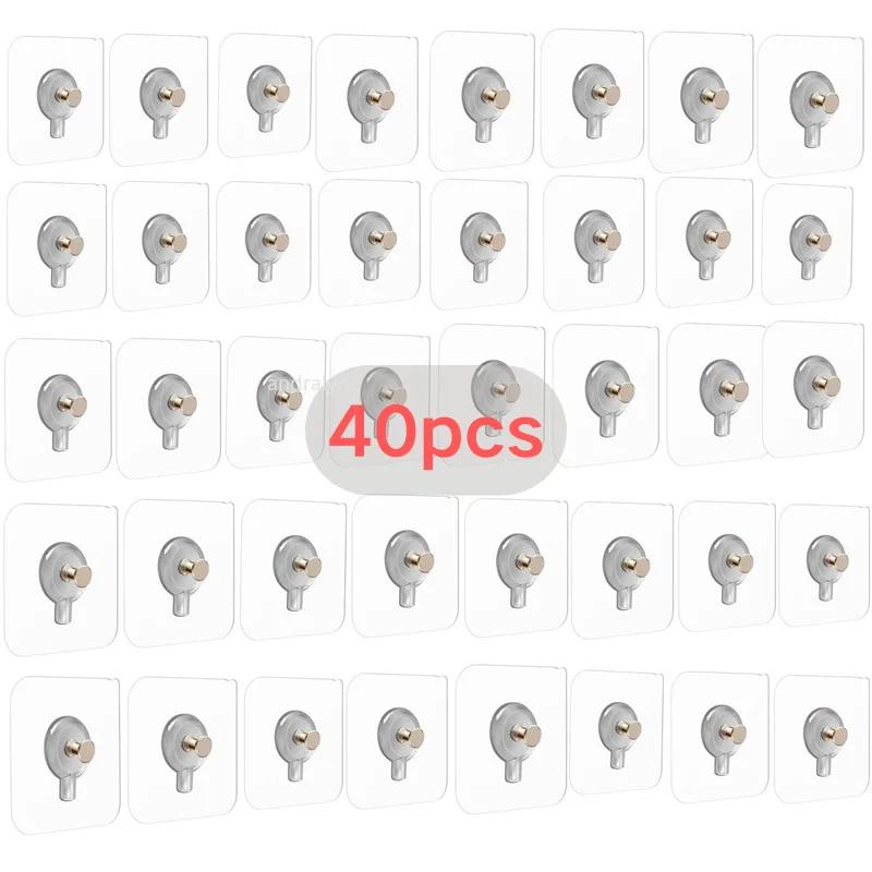 2-40 szt. Samoprzylepne Haczyki Ścienne Wieszaki na Plakaty Ramki na Zdjęcia Zegar Haczyki Śrubowe Bez Wiercenia Organizery Uchwyty Kuchenne Łazienkowe