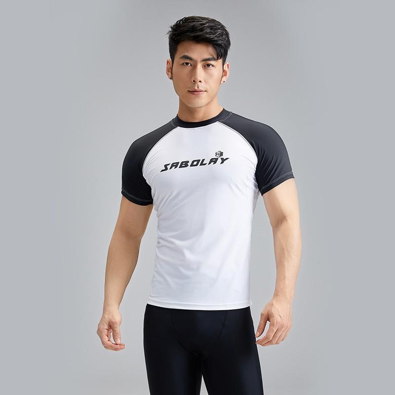 Mens Quick-Dry Rash Guard Swim Set With Shorts - Breathable Performance Swimwear Surfing Swimming Water Sports L