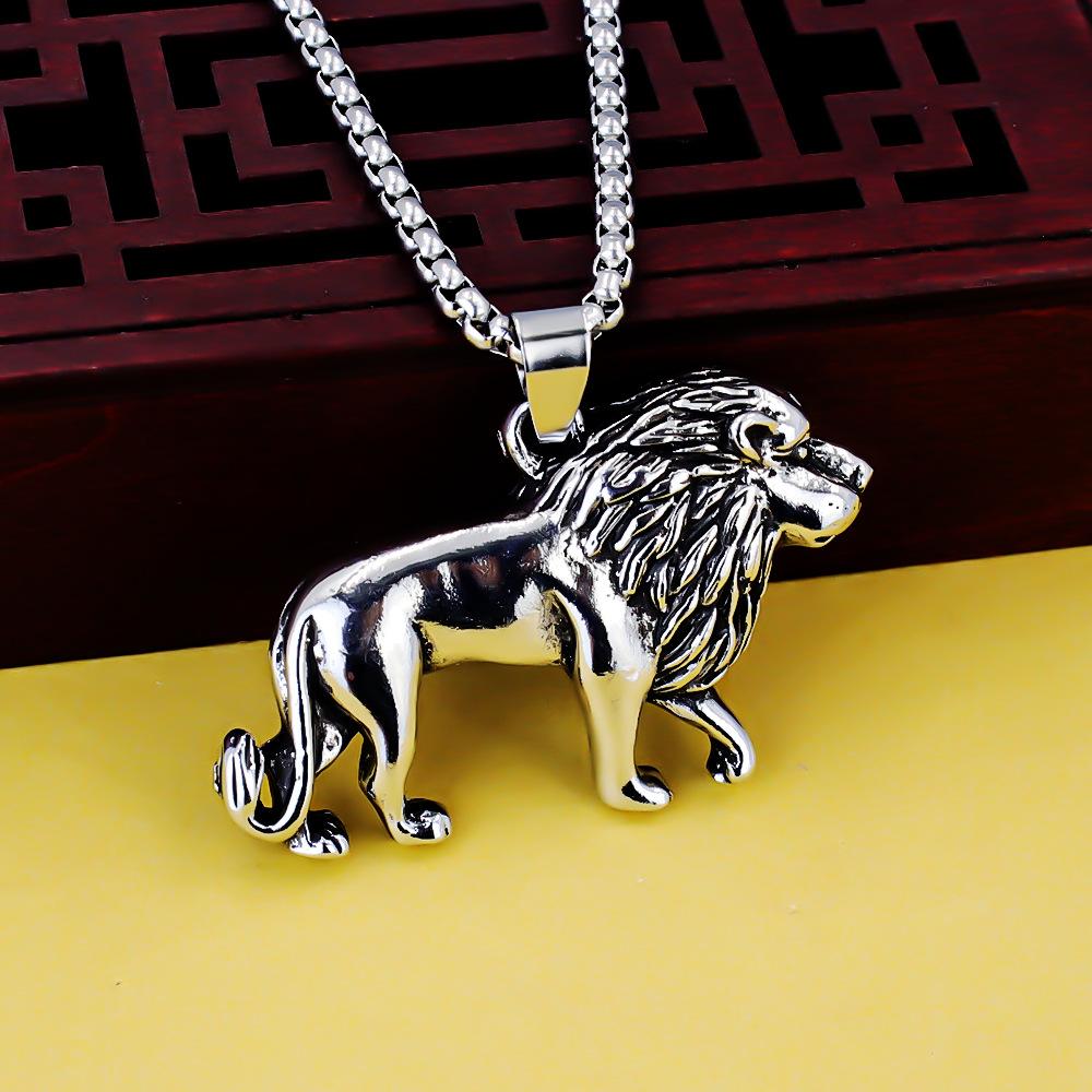 

Necklace Exaggerated Lion Hip Hop Trend Street Dance Fashion Pendant for Men and Women 50CM(Necklace Size) срібний