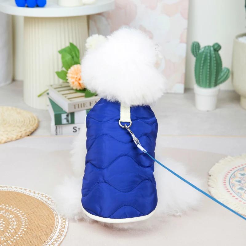 

Winter Pet Coat Harness Vest Jacket Puppy Dog Clothes Yorkie Pomeranian Bichon Frise Poodle Schnauzer Pet Clothing Outfit XL S синий