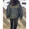 American Retro Women's Plus Size Distressed Denim Jacket, 2025 Hot Style, Loose and Versatile Outerwear