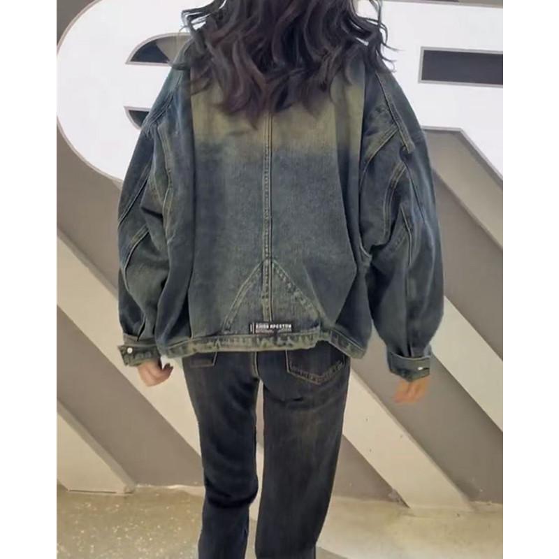 American Retro Women's Plus Size Distressed Denim Jacket, 2025 Hot Style, Loose and Versatile Outerwear