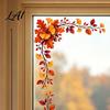 Fall Shop Window Display Harvest Festival Static Glass Sticker Autumn Clings with Maple Leaves Sunflowers And Home Ornaments Berries Prints Reusable