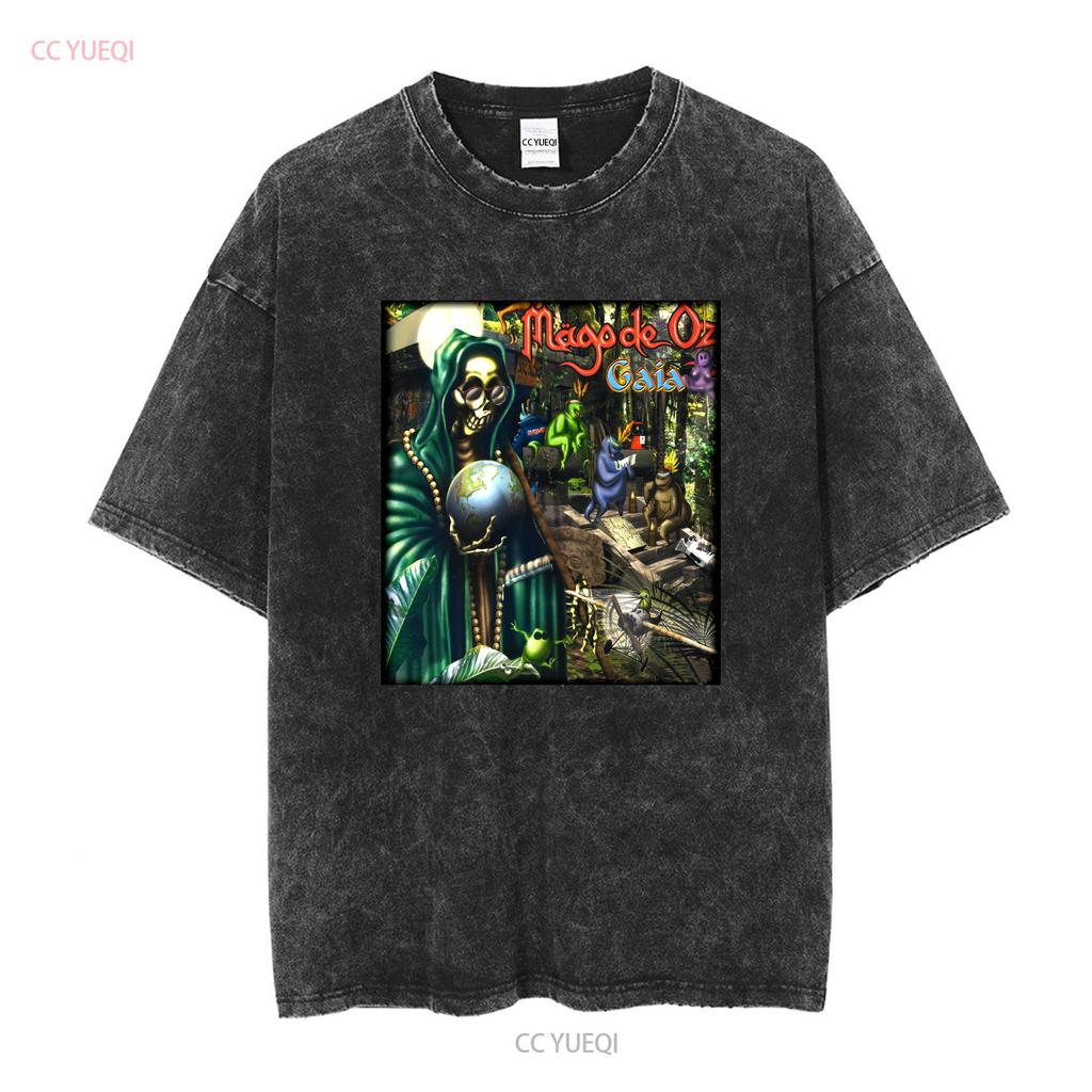 Mago De Oz Band Rock Graphic Short Sleeve Black Shirt Unisex Men Women KTV8524 Vintage Washed Unisex Streetwear Fashion Homme