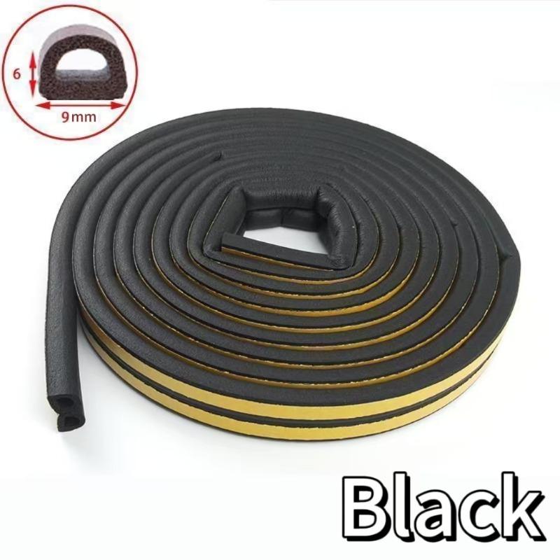 5m/10m D Shape Window Seal Strip 4 Colors Self-adhesive Rubber Weather Stripping Door Windproof Insulation Noise Tapes