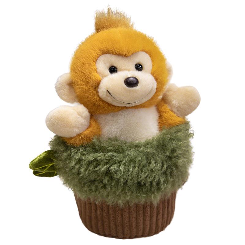 Cartoon Animal Panda Monkey Hand Puppet Plush Toy Doll Raccoon Stump Doll Parent-Child Activity Ragdoll Doll