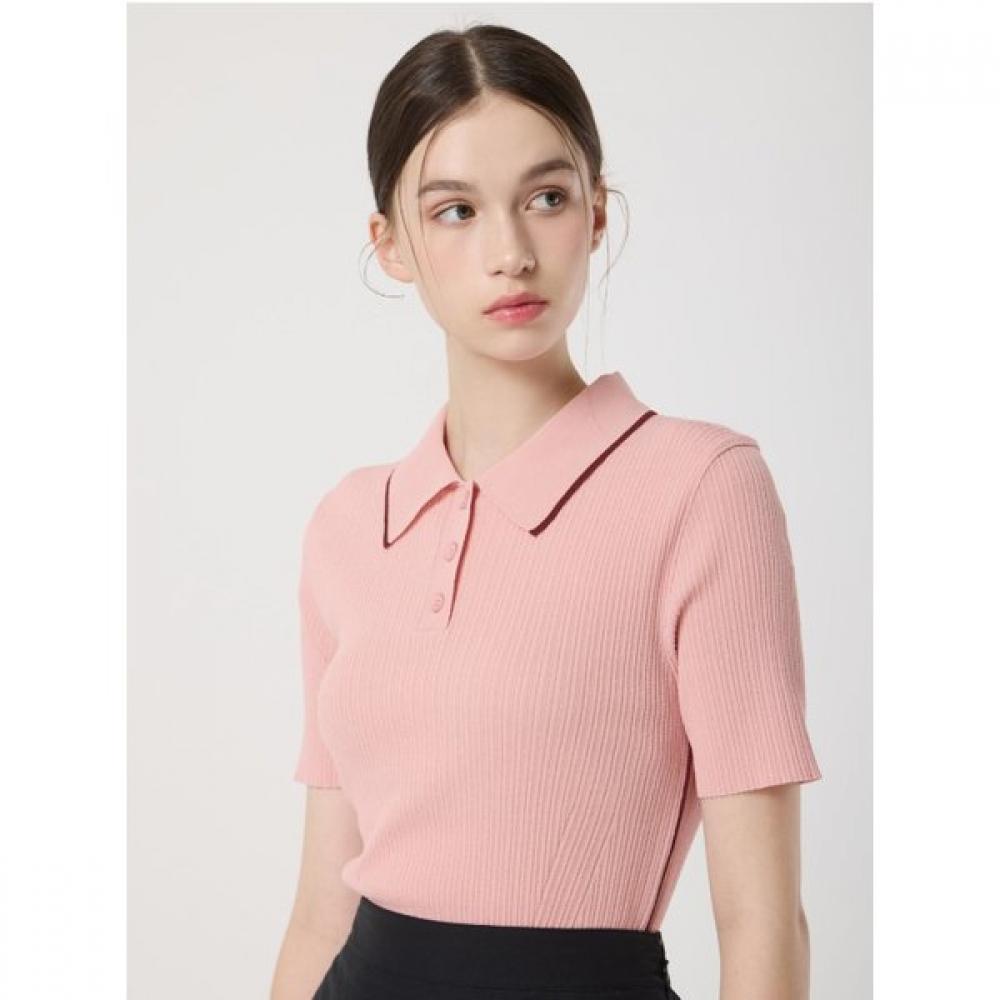 Cc Collect Slim Ribbed Collar Pullover C252ksk034