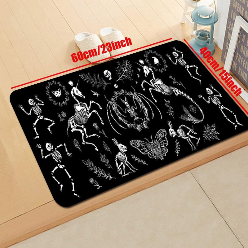 Dancing Skull Printed Bath Mat Super Absorbent Non-Slip Bathroom Carpet Kitchen Doorway Horror Entrance Rug Home Halloween Decor