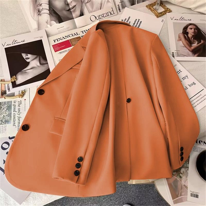 Damen Blazer Jacke Frühling Einreiher Lässig Schmale Passform Anzugmantel