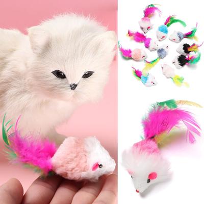 10Pcs Assorted Color Catnip Gift Interactive Cat  Kittens Mice Rattle Set Cat Mouse