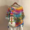 Women's Fashionable And Casual Shirt Half-sleeve Round Neck Print Cotton And Linen Blouse Top