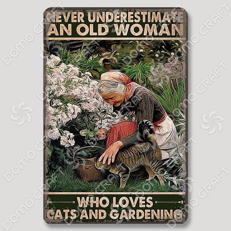 Vintage Cats Gardening Metal Tin Sign  xcm Wall Decor for Cafe Farmhouse Backgarden  Perfect for Home Decor  Gifts