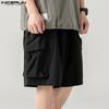 INCERUN Men Drawstring Elastic Waist Pockets Casual Cargo Shorts Half Pants