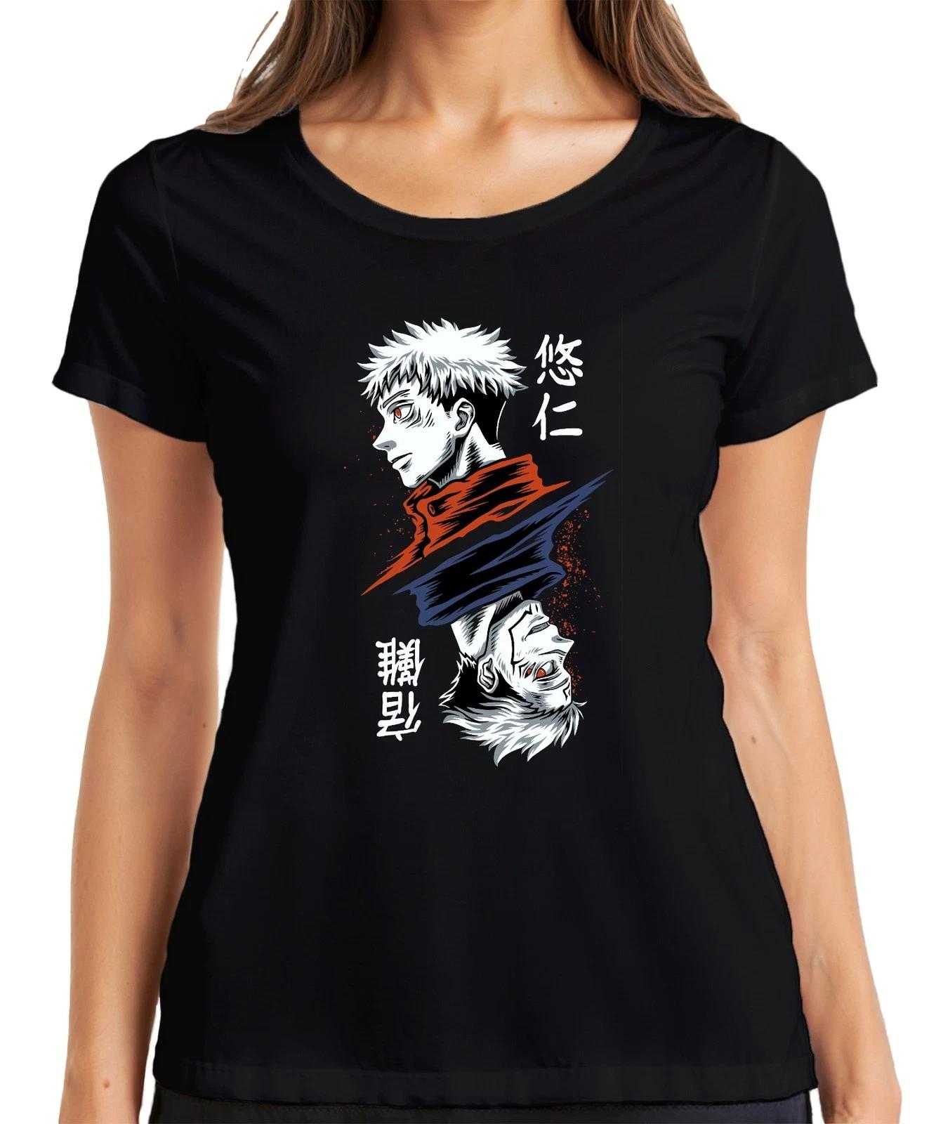 Jujutsu Kaisen Yuji Itadori Dual Face Fluch Anime Geschenk Damen T-Shirt XL