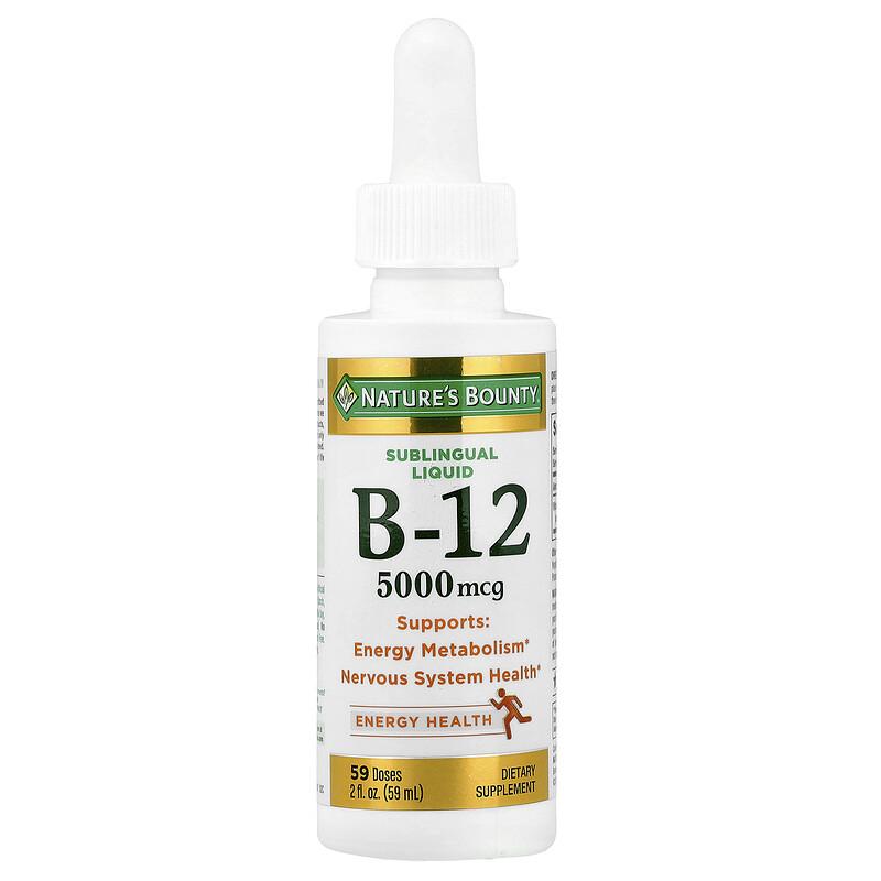 B-12, Sublingual Liquid, 5,000 Mcg, 2 Fl Oz (59 Ml)