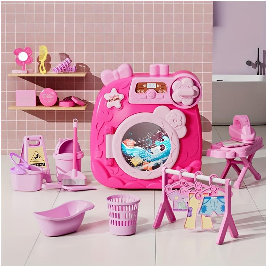 Kids Washing Machine Toy Pretend Play House Mini Simulation Electric Toys Rotate Kinetic Cleaning Preschool Toys For Girls