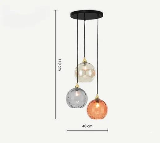Nordic Colored Glass Ball Lustre Pendant Lights Modern Water Grain Restaurant Kitchen Hanging Light Fixture Bedroom Bedside Lamp
