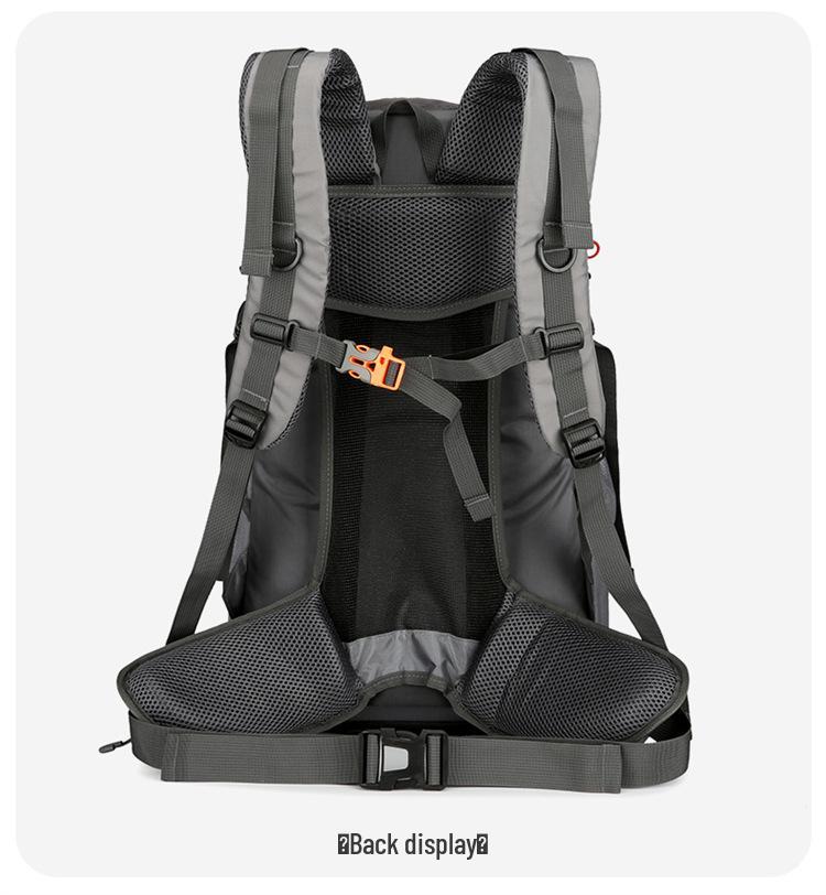Men's Large Capacity Mountaineering Backpack with Steel Frame and Rain Cover for Outdoor Sports