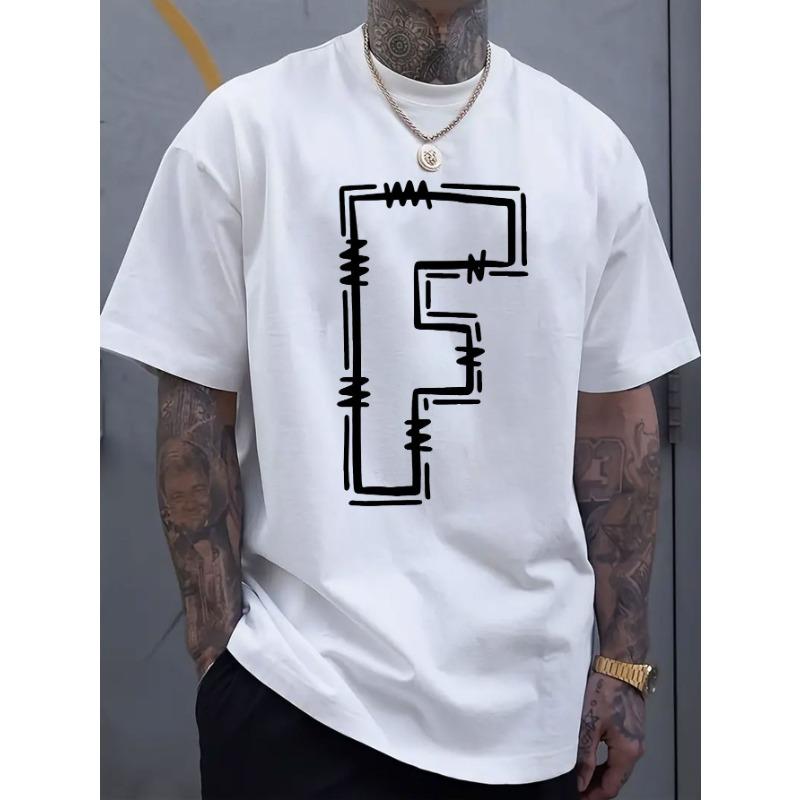 European sizes Simple and stylish F-letter printed men's round neck short sleeved T-shirt, comfortable and breathable casual sports top suitable