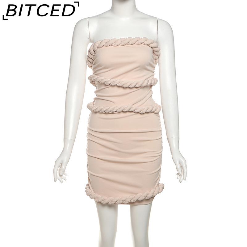BITCED Women's Summer Waist-Defining Sleeveless Strapless Dress