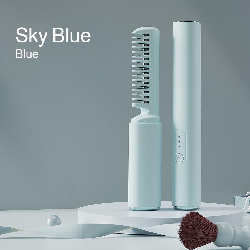 Wireless lazy comb mini portable USB charging curling iron small curling straight dual-purpose wireless comb