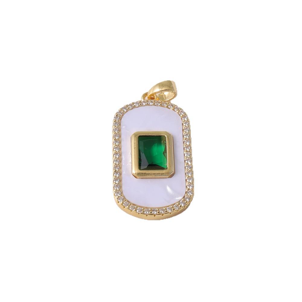 Elegant Women's Retro Light Luxury Square Emerald Pendant Necklace