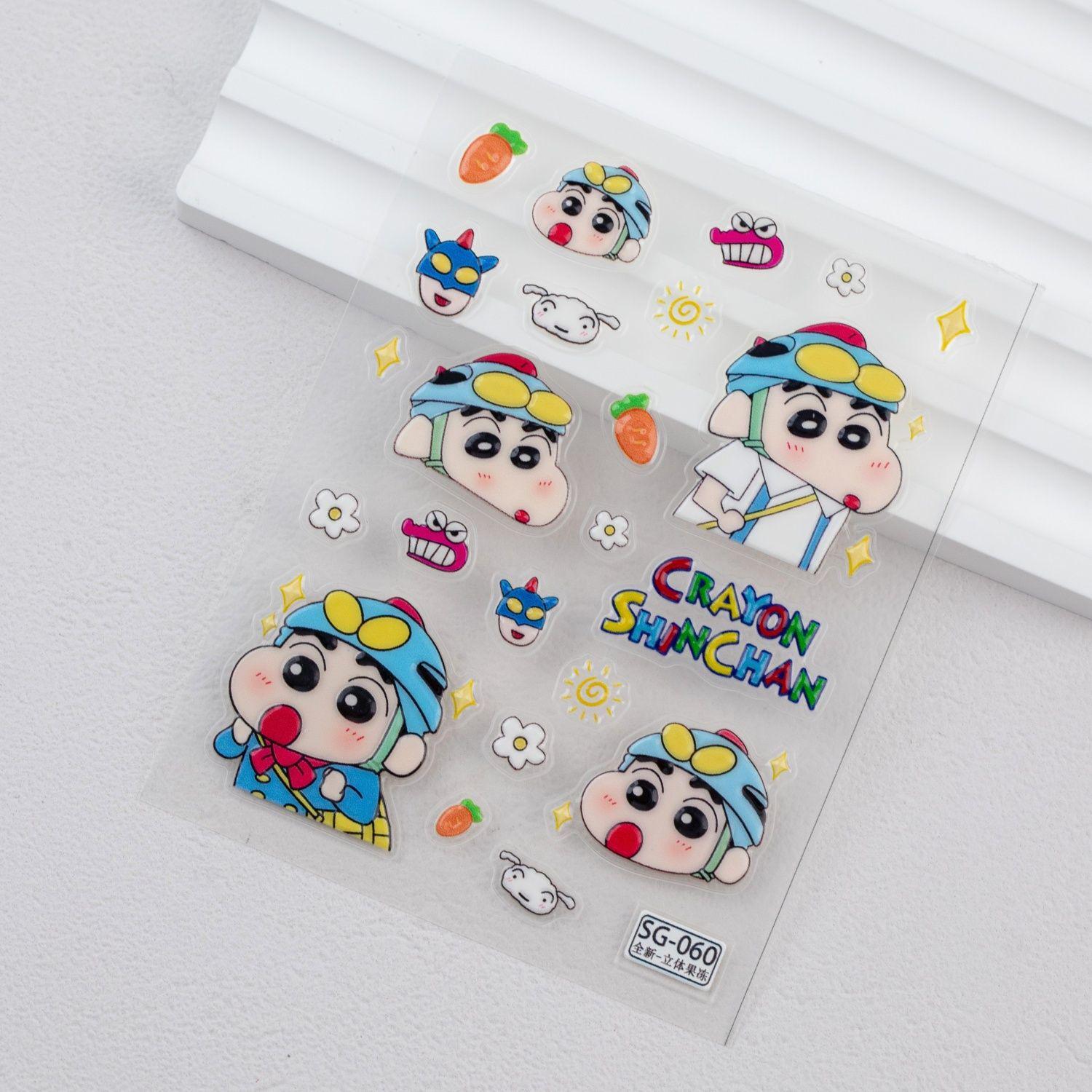 Crayon Shin-chan Cartoon Jelly Stickers: Cute & Funny Expressions for Phones, Tablets, Water Bottles, DIY Decor Mini Cute Cartoon Crayon Shin-chan Jelly Stickers