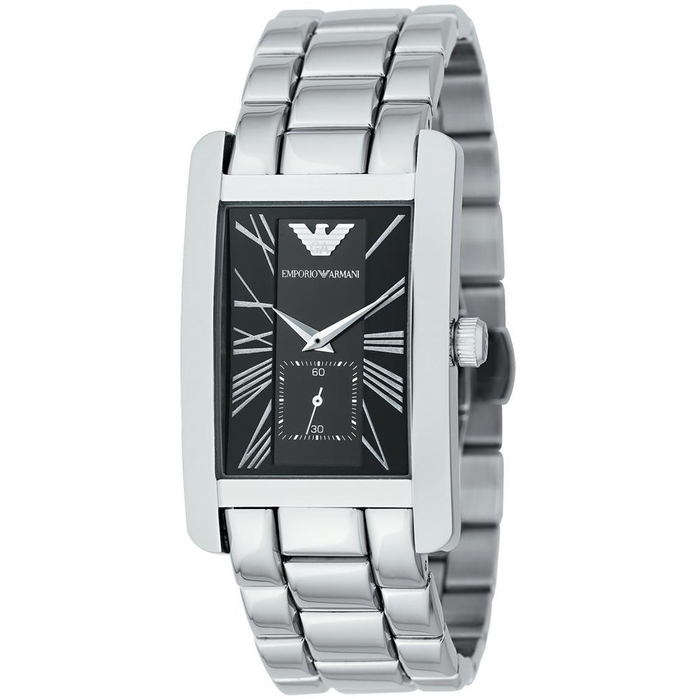 Emporio Armani Историческая Коллекция Черный Металл Серебристый Женские Кварцевые Часы AR0156 чёрный