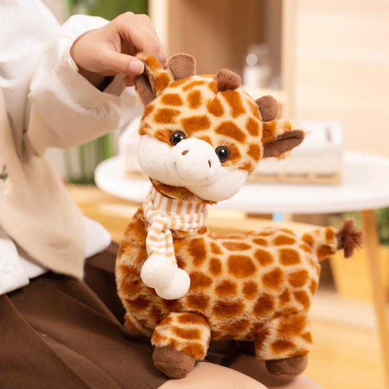 Simulation Giraffe Plush Toys Stuffed Animal with Scarf Room Decoration My Little Giraffe Accompany Sleep Toy for Birthday Gifts