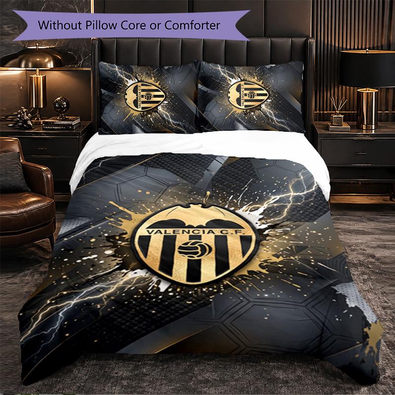 Valencia FC Themed Bedding 3Pcs Duvet Cover Set Decorative Bed Linen For Teen Room Home Decoration