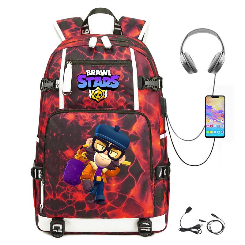 Mochila Periférica Brawl Stars Com Usb Mochila de Estudante para Viagem ao Ar Livre Mochila de Montanhismo de Grande Capacidade