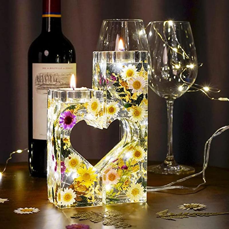 Handicraft Heart Candle Holder Epoxy Resin Casting Mould Silicone Resin Mold Home Ornament DIY Accessories Resin Mold