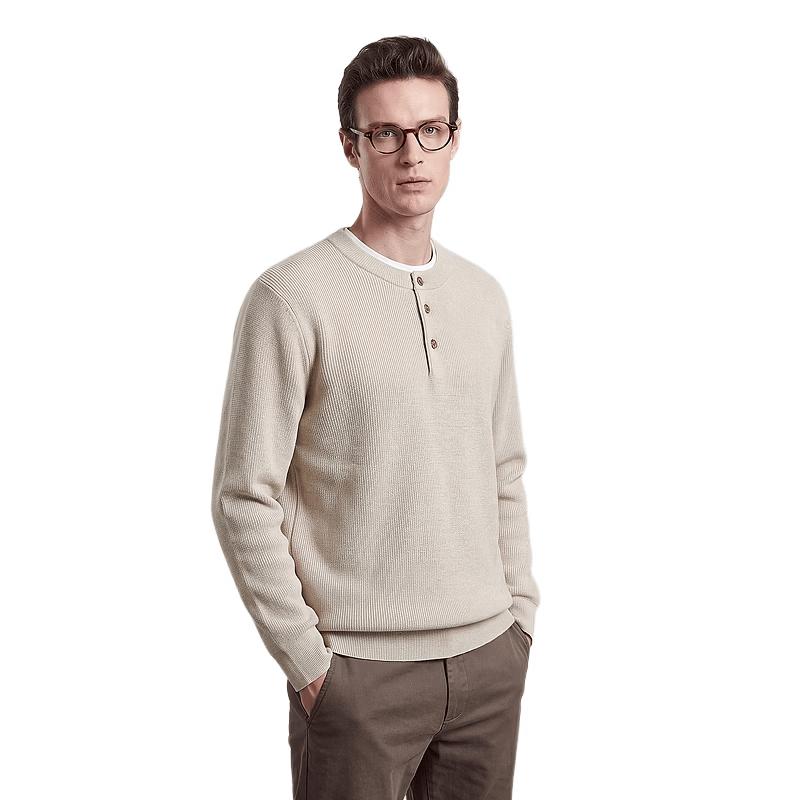 SHANSHAN Men's Autumn Long-Sleeve Henley Mock-Layer Tee