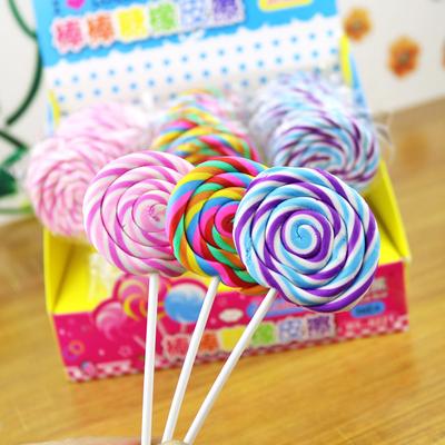 Gomma da cancellare a forma di lecca-lecca, 4 pezzi, cartone animato, carina, a forma di caramella, per bambini, novità, cancelleria, forniture per ufficio e scuola