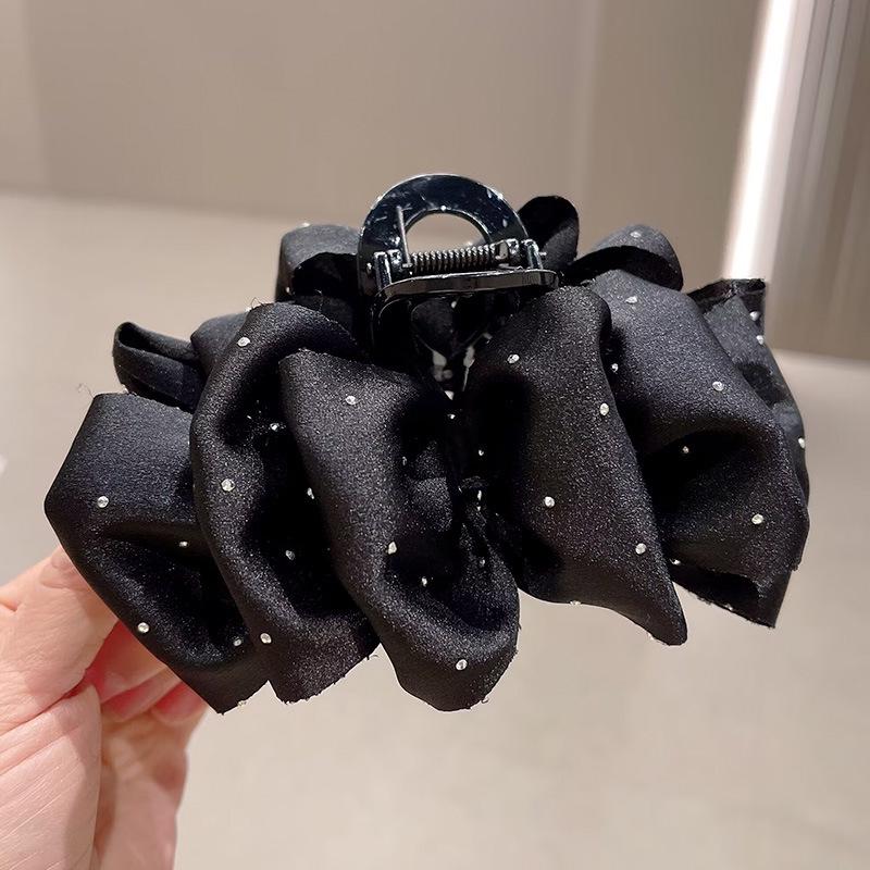 Large Summer Lace Edge Bow Claw Clip Hair Accessory for Women - Multi-Layer Feather Design
