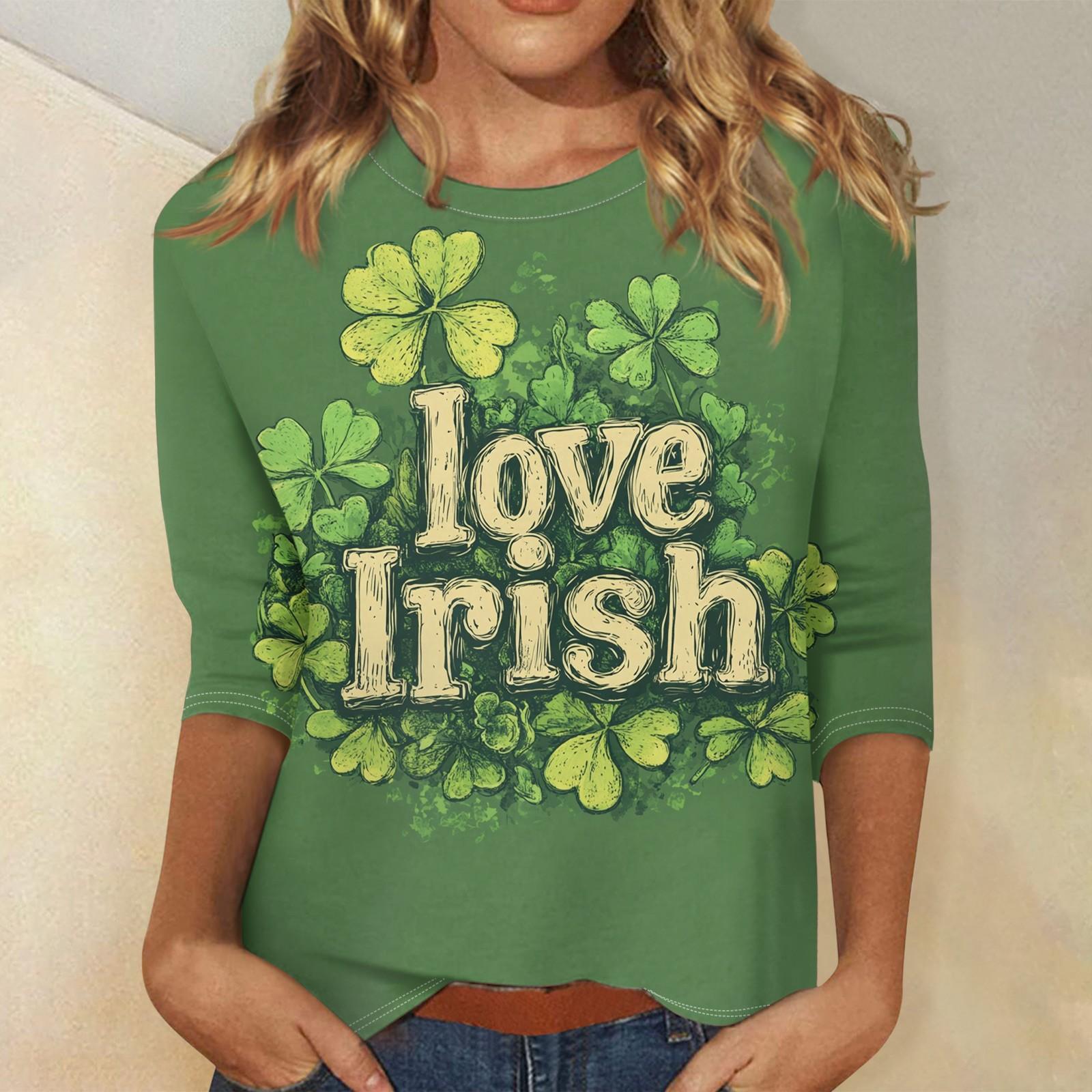 

Женская модная повседневная свободная футболка с круглым вырезом и рукавами 3/4 с принтом, женский топ L армия зеленый