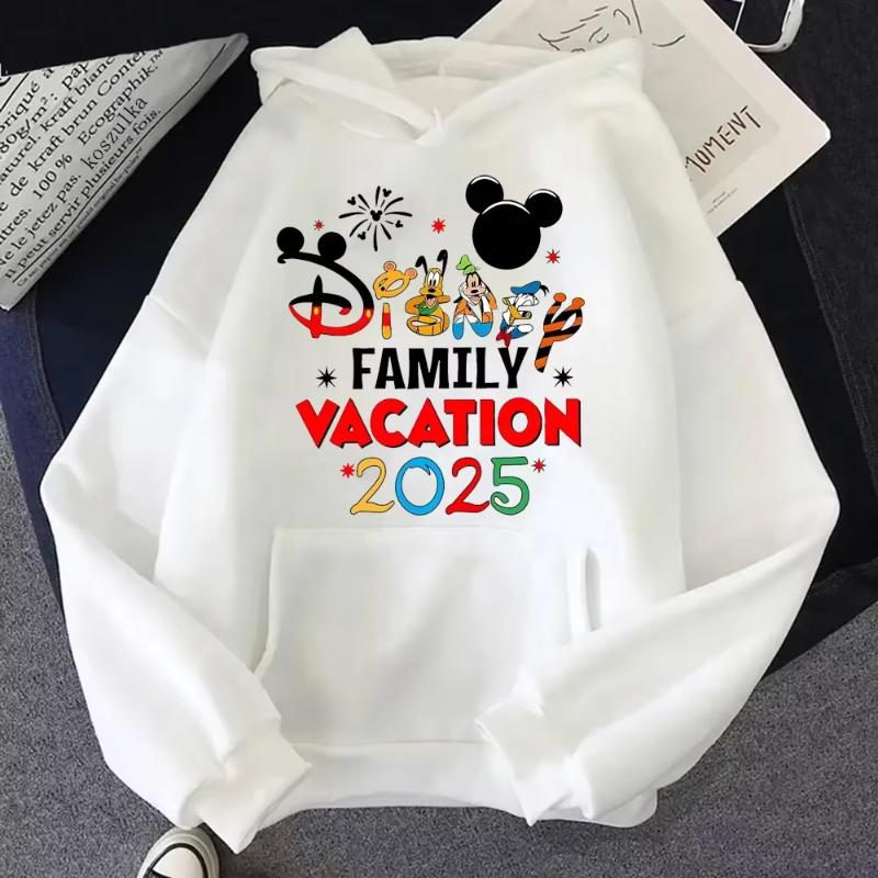 2025 Women's Disney Vacation Family Sweatshirt, Hooded Print Casual Sweatshirt, Fashionable Travel Sweatshirt, Autumn Pullover