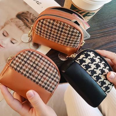 MÓDA Nová látková peněženka na mince Dámské jednoduchý a dvojitý zip Malá peněženka Klíčenka Pouzdro na cestovní karty Módní Dámské Vintage tašky na mince