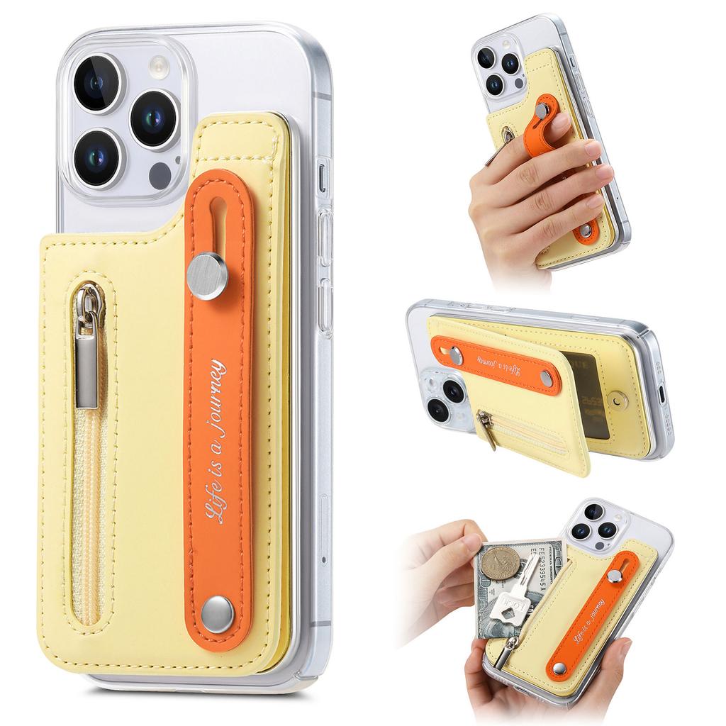 Kickstand Zipper Wallet with Card Holder Plastic Phone Case for iPhone 16 15 14 11 Pro Max XS XR 7 8 Plus 13 12 Mini Cover