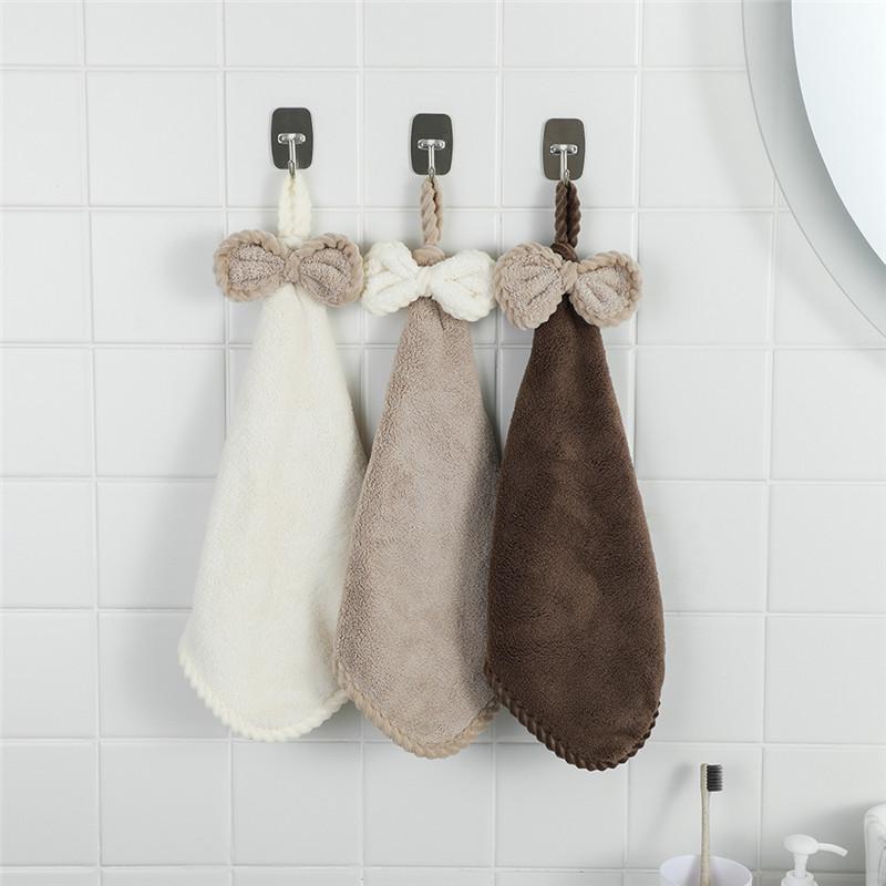 Coral Velvet Bowknot Soft Hand Towels Bathroom Thickened Microfiber Towel Absorbent Cleaning Rags Home Kitchen Wipe Dishcloths
